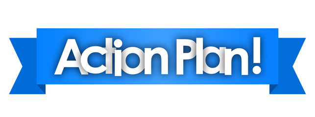 action plan in blue ribbon background