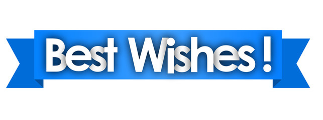 best wishes in blue ribbon background