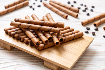 coffee wafer stick roll with cream