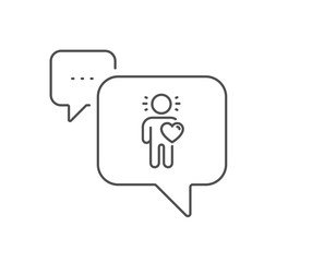 Obraz na płótnie Canvas Friend line icon. Chat bubble design. Friendship love sign. Assistance business symbol. Outline concept. Thin line friend icon. Vector