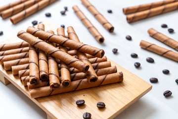 coffee wafer stick roll with cream