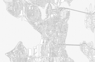 Seattle, Washington, USA, bright outlined vector map