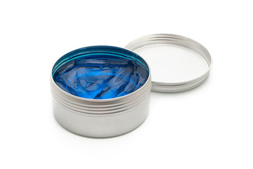 Pomade for hair styling in water based on white background