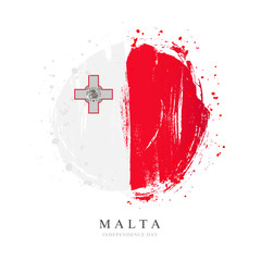 Malta flag in the shape of a big circle. - obrazy, fototapety, plakaty