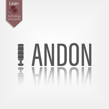 Andon word vector illustration. Lean manufacturing tool icon