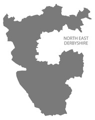 North East Derbyshire grey district map of East Midlands England UK
