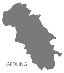 Obraz premium Gedling grey district map of East Midlands England UK