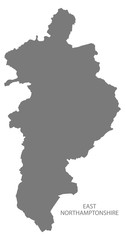 East Northamptonshire grey district map of East Midlands England UK