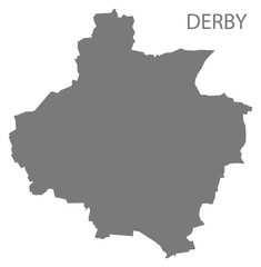 Naklejka premium Derby grey district map of East Midlands England UK
