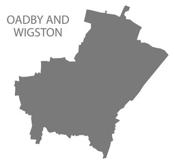 Oadby and Wigston grey district map of East Midlands England UK