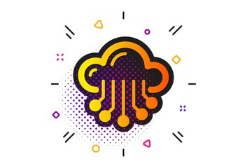 Big data sign. Halftone circles pattern. Cloud storage service icon. Classic flat cloud storage icon. Vector