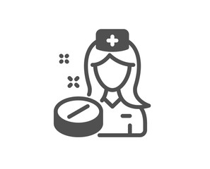 Medicine drugs sign. Nurse icon. Pharmacy medication symbol. Classic flat style. Simple nurse icon. Vector