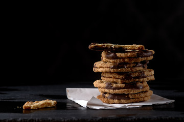 stack of cookies with chocolate 