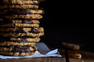 stack of cookies with chocolate 