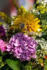 Floristic bouquet of flowers, herbs and fruits that are the symbol of summer