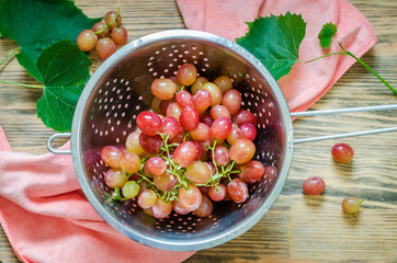 grono of pink grapes