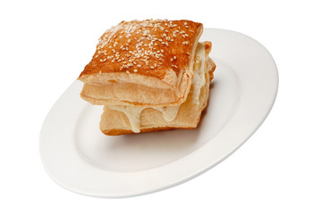 Homemade Cheesy roll isolated on white background