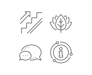 Stairs line icon. Chat bubble, info sign elements. Shopping stairway sign. Entrance or Exit symbol. Linear stairs outline icon. Information bubble. Vector