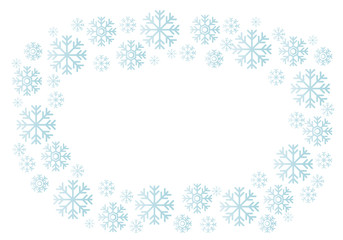 Fototapeta na wymiar Marco de copos de nieve azules.