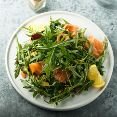 Arugula salad with smoked salmon