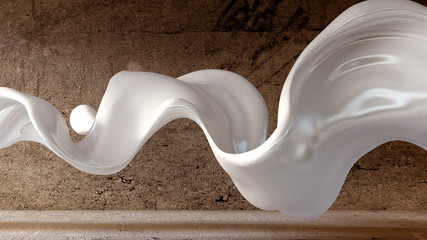 A splash of thick white liquid on a grunge background. 3d illustration, 3d rendering.