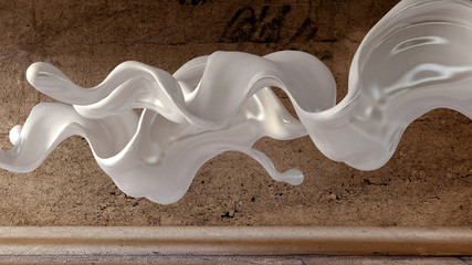 A splash of thick white liquid on a grunge background. 3d illustration, 3d rendering.