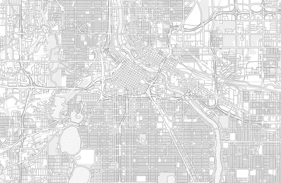 Minneapolis, Minnesota, USA, Bright Outlined Vector Map