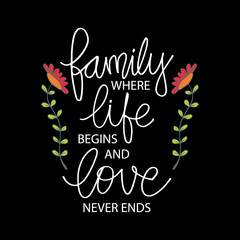 Family where life begins and love never ends. Inspirational quote