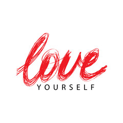 Fototapeta premium Love yourself slogan. Hand lettering.