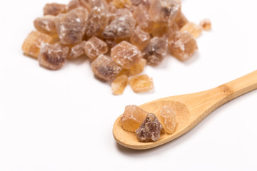 brown sugar isolated on white background. Top view.