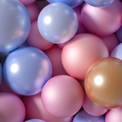 Beautiful festive background with balloons. 3d illustration, 3d rendering.