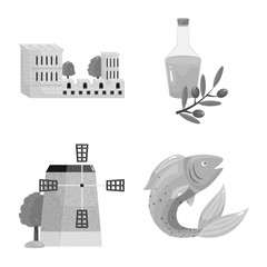 Isolated object of and traditional icon. Collection of and historic stock vector illustration.