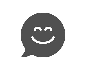 Happy emoticon sign. Smile chat icon. Speech bubble symbol. Classic flat style. Simple smile chat icon. Vector