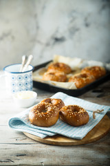 Homemade bagles with sesame seeds