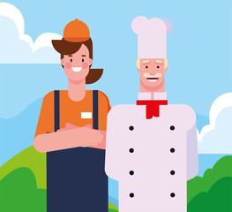 flat design people happy labor day