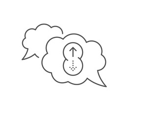 Swipe up line icon. Chat bubble design. Scrolling arrow sign. Landing page scroll symbol. Outline concept. Thin line swipe up icon. Vector