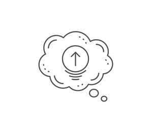 Swipe up line icon. Chat bubble design. Scrolling arrow sign. Landing page scroll symbol. Outline concept. Thin line swipe up icon. Vector