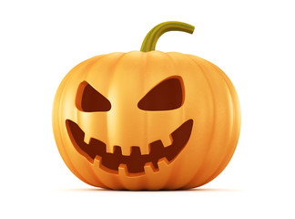Scary Halloween pumpkin lantern with a candle inside. 3d render.
