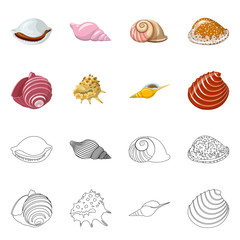 Vector illustration of animal and decoration logo. Collection of animal and ocean stock vector illustration.