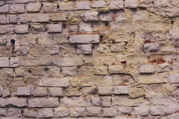 Empty old brick wall texture. Painted problematic wall surfaces. Rough. Grunge, stone, background. Abstract web banner.