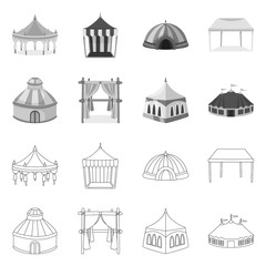 Isolated object of roof and folding logo. Set of roof and architecture stock vector illustration.