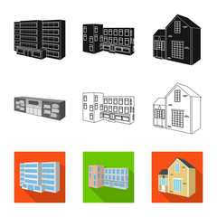 Vector illustration of facade and housing icon. Set of facade and infrastructure stock symbol for web.