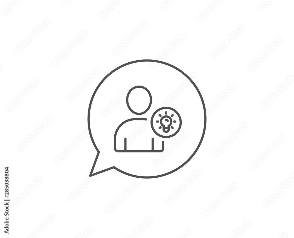 Poster user line icon. chat bubble design. profile with lamp bulb sign. person silhouette with idea symbol.