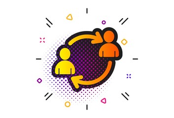 User communication or Human resources. Halftone circles pattern. Teamwork icon. Profile Avatar sign. Person silhouette symbol. Classic flat user communication icon. Vector