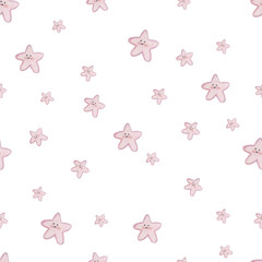 watercolor pattern with cute  pink stars