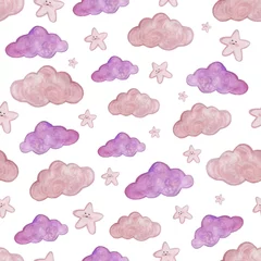 Zelfklevend Fotobehang watercolor pattern with purple clouds  and star © Саша Рибицька
