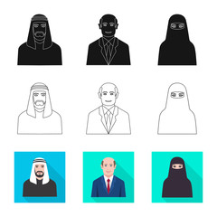 Isolated object of hairstyle and profession icon. Set of hairstyle and character stock symbol for web.