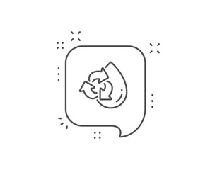Water drop line icon. Chat bubble design. Recycle clean aqua sign. Refill liquid symbol. Outline concept. Thin line recycle water icon. Vector
