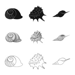 Isolated object of animal and decoration symbol. Set of animal and ocean stock symbol for web.