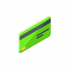 Green Credit card, Isometric, Finance, Business, Bank card, Vector